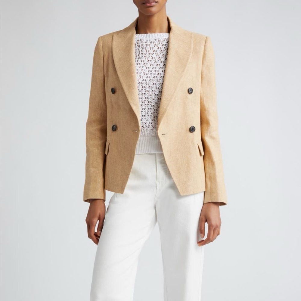 Eleventy Double Breasted Twill Jacket - Gold